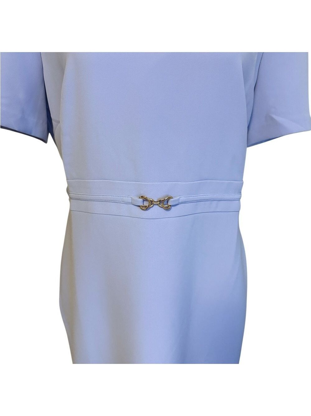 Ann Taylor Sheath Dress Short Sleeve Gold Metal Accent Lavender Size 10 New - Picture 6 of 6